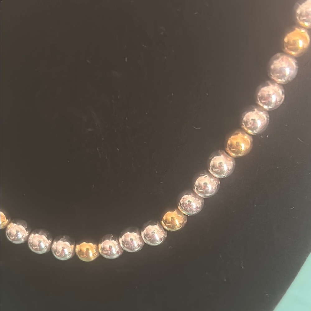 Napier Gold and Silver Tone Bead 30” Long Strand Necklace Timeless Elegance - Picture 5 of 9